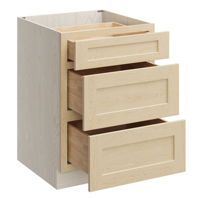 CASAINC H34.5" X D24" Kitchen Cabinet Floor Base Cabinet With 3 Drawers