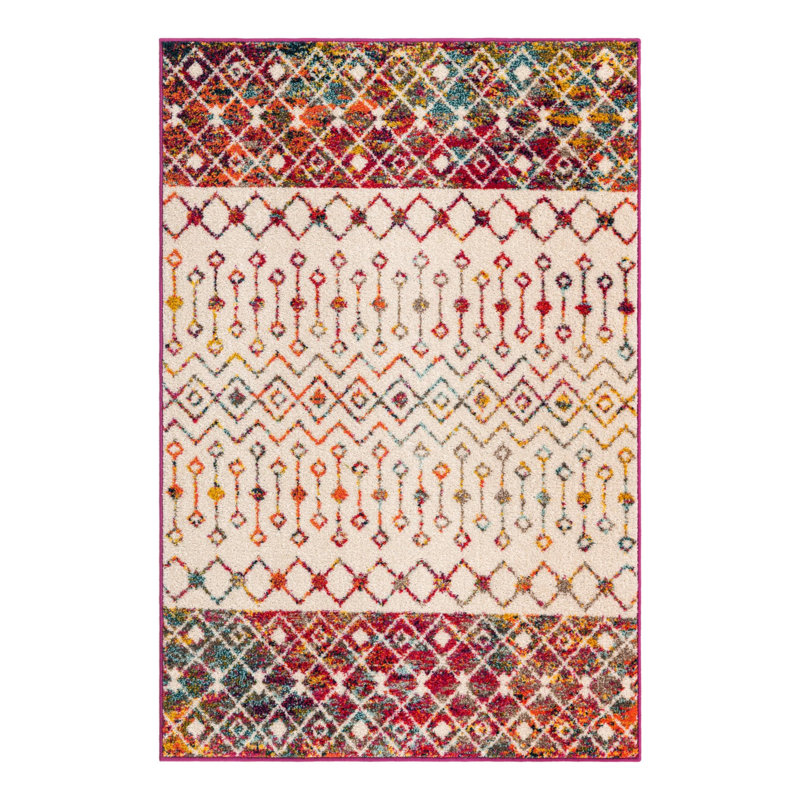 Somerville Geometric Indoor Rug, Runner 2' x 8', Ivory/Red