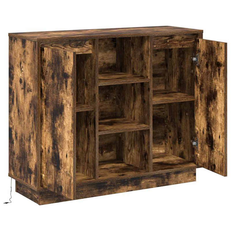 Sideboard With Door 90 X 32 X 75 Cm Engineered Wood, Smoked Oak