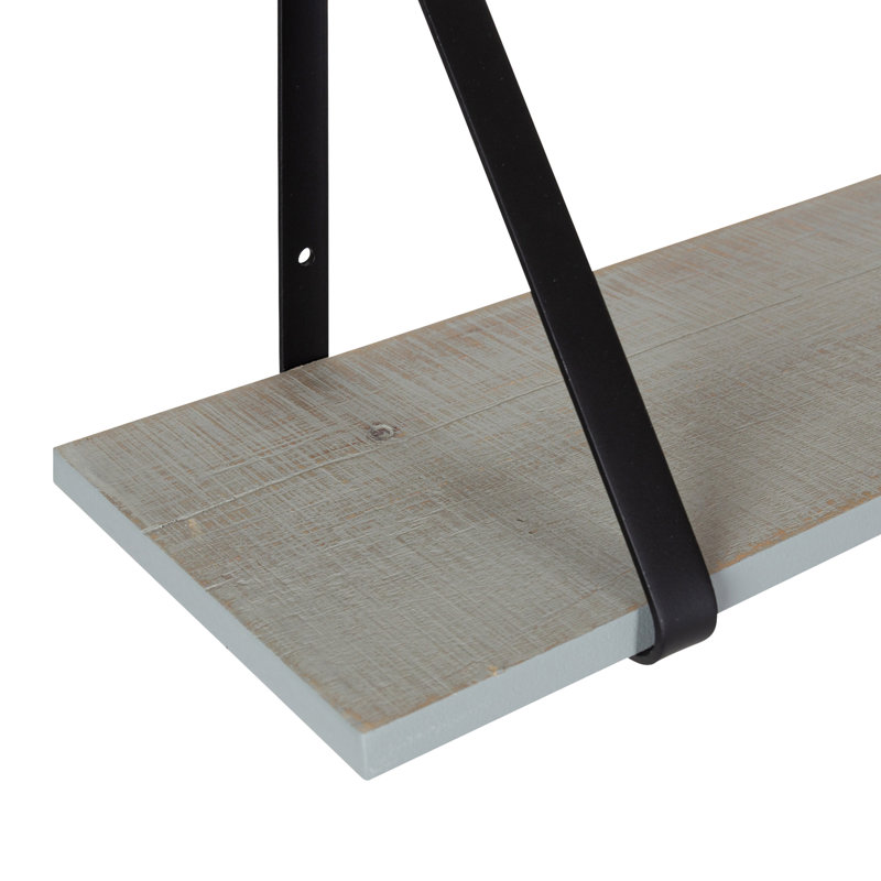 Tablette de support en sapin Mcmartin, Gris / noir, H 8,27 po x l 27,50 po x P 6,89 po
