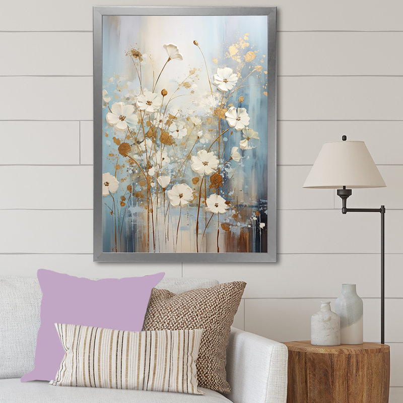 Fleurs botaniques sauvages sur toile, H 20 po x l 12 po x P 1 po, Cadre simple argenté