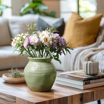 Vase rustique en céramique rustique avec finition patinée, vase décoratif boho pour centre de table