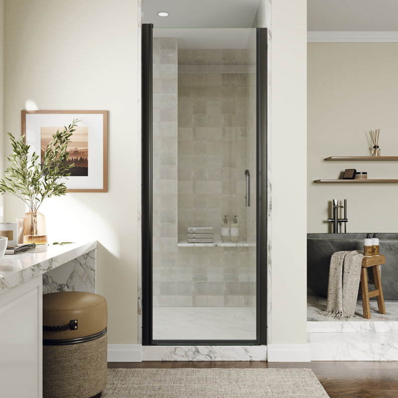 28-30 In.W X 72 In.H Pivot Frameles Shower Door With SGCC Certified Glass, Matte Black