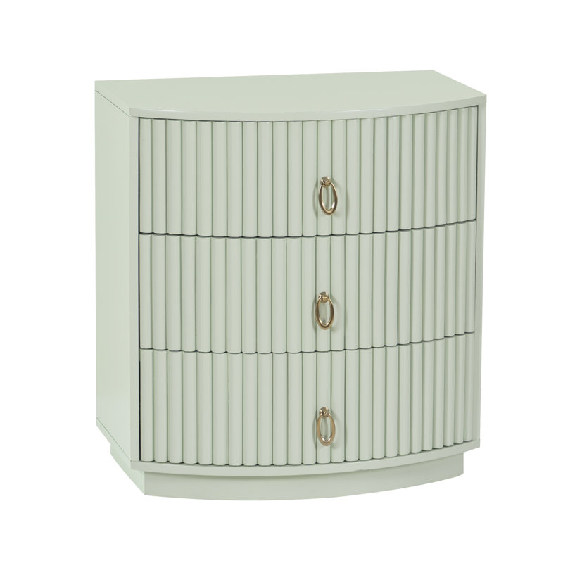 Chantel 3 Drawer Nightstand White, Green