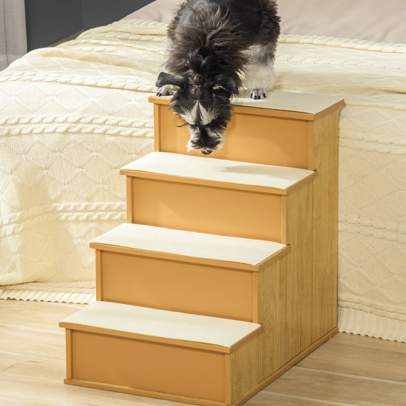 Marches pour animaux de compagnie pour petits animaux, 22 lb maximum, naturel avec des escaliers à couche douce pour animaux de compagnie vieillis, jusqu'à lb, surface du coussin