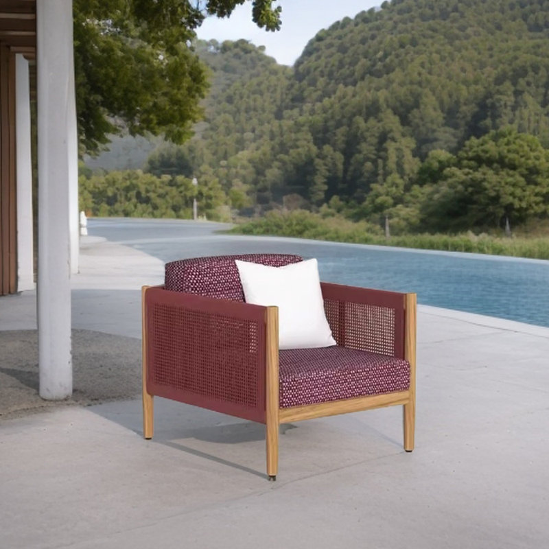 Solai Outdoor Lounge Chair, Red, Brown/Red