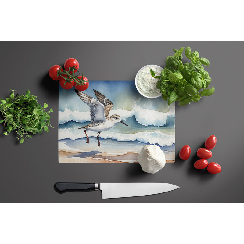 Sanderling Racing the Tide Glass Cutting Board
