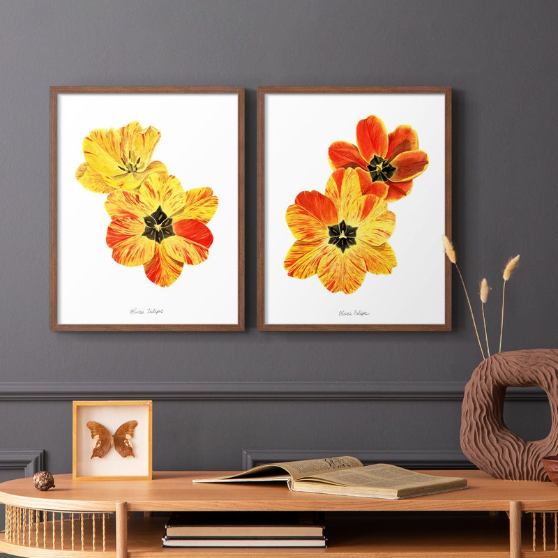 «Olive's Tulips I», reproduction encadrée de qualité supérieure - prête à être accrochée - aucun clou requis - aucun clou requis
