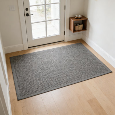 Non-Slip Indoor Door Mat 32"X47" Light Grey Rubber Backing Washable
