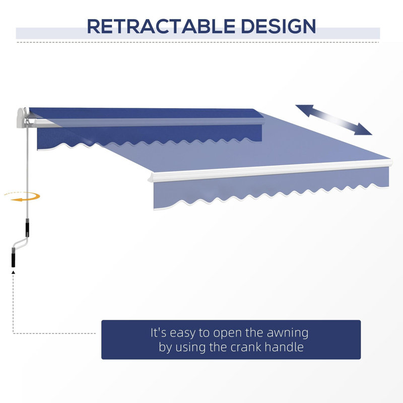 Wall Mounted Terrace Retractable Awning, 59" H x 155.5" W x 96.5" D, Dark Blue