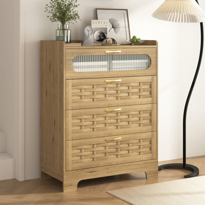 Wood 4 Drawer Dresser For Bedroom, Large Double Dresser With Wide Drawers, Modern Chest Of Drawers,Storage Organizer Dresser,Nursery Dresser,For Livin -  STYLISH, MVIP812-W2227P156063