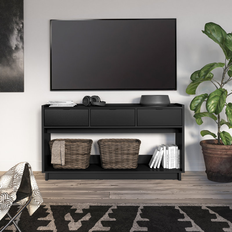  Console à 3 tiroirs Chaunta P 15,75 po x l 60,25 po x H 32 po, Noir, noir, noir, noir