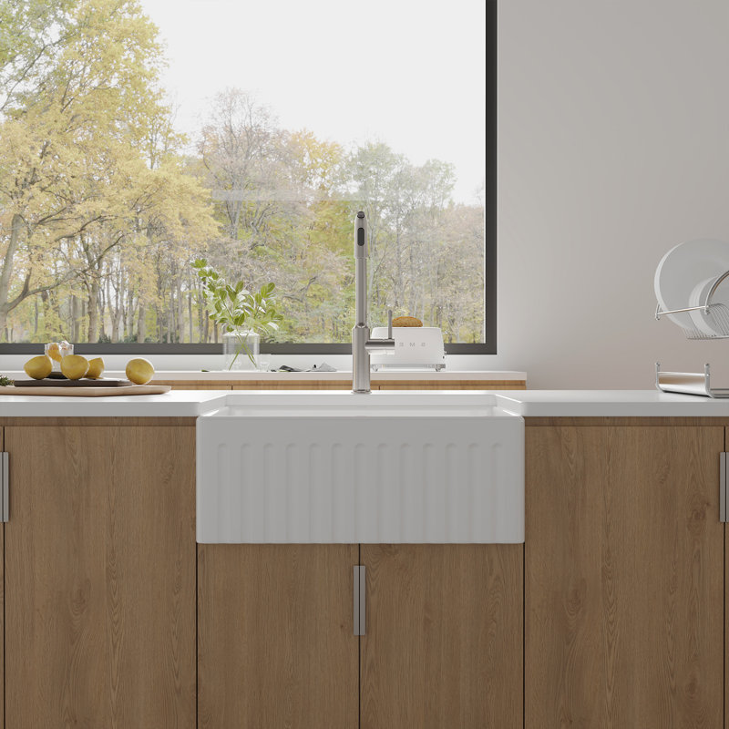 Évier de cuisine en argile réfractaire simple 33 po L
