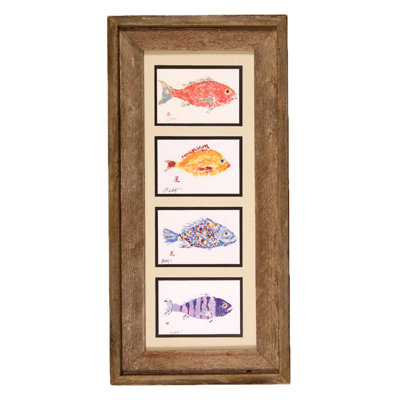 Fish Collage Gyotaku Framed Print | Nautical Home Decor