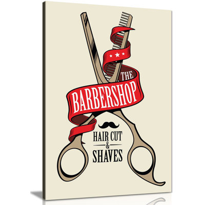 Barber Shop Decor Scissors - Wrapped Canvas Print