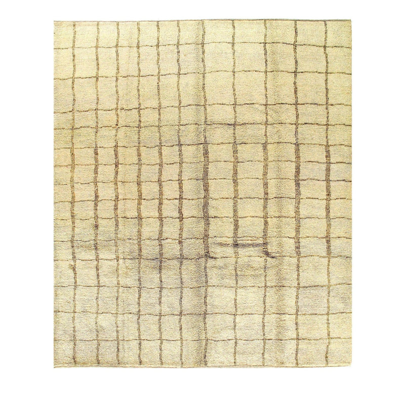 Wool Geometric Area Rug in Beige