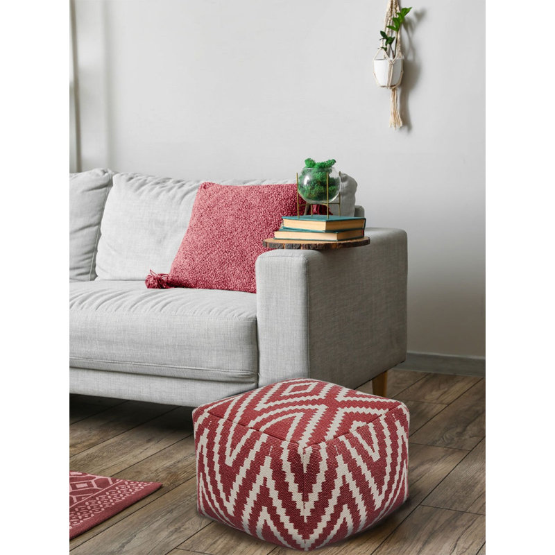 Darrion 55cm Wide Pouf Ottoman, Red