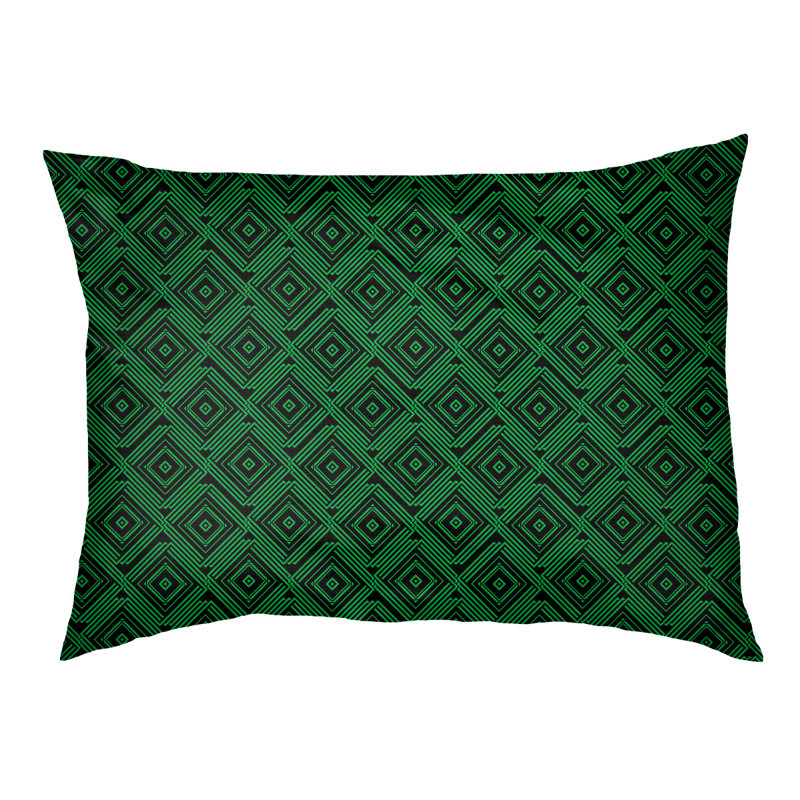 Coussin stylisé de labyrinthe carré Byrge, l 42,5 po x L 32,5 po, Noir / Vert