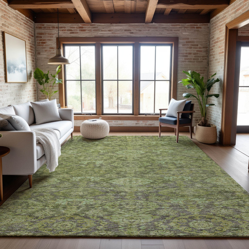 Premium Machine Washable Dahl AMF1084 Damask Rug, Rectangle 2'6" x 3'10"