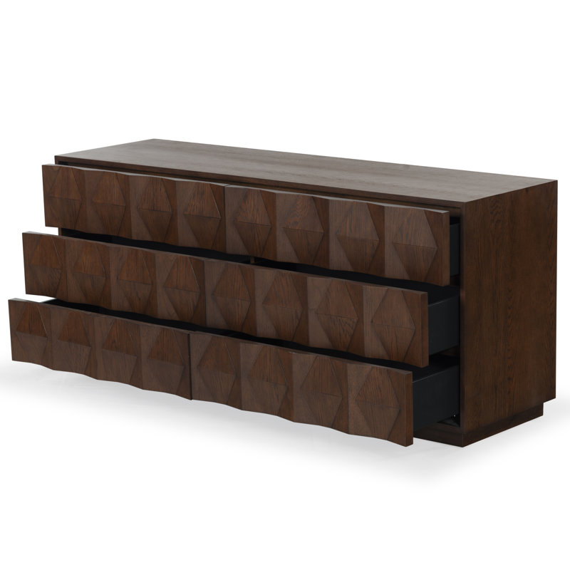 Riabelle Wood 6 Drawer Dresser, Walnut