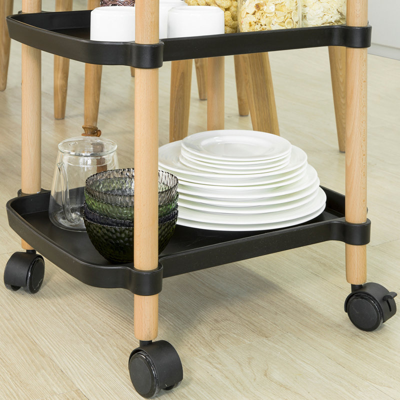Brunilde Solid Wood Bar Cart, Black