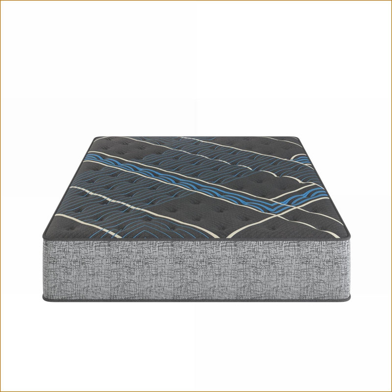 Mattresses, Restonic 14” King Firm Hybrid with Pocketed Coils &amp; Cooling | Foam | Grey+Blue, King