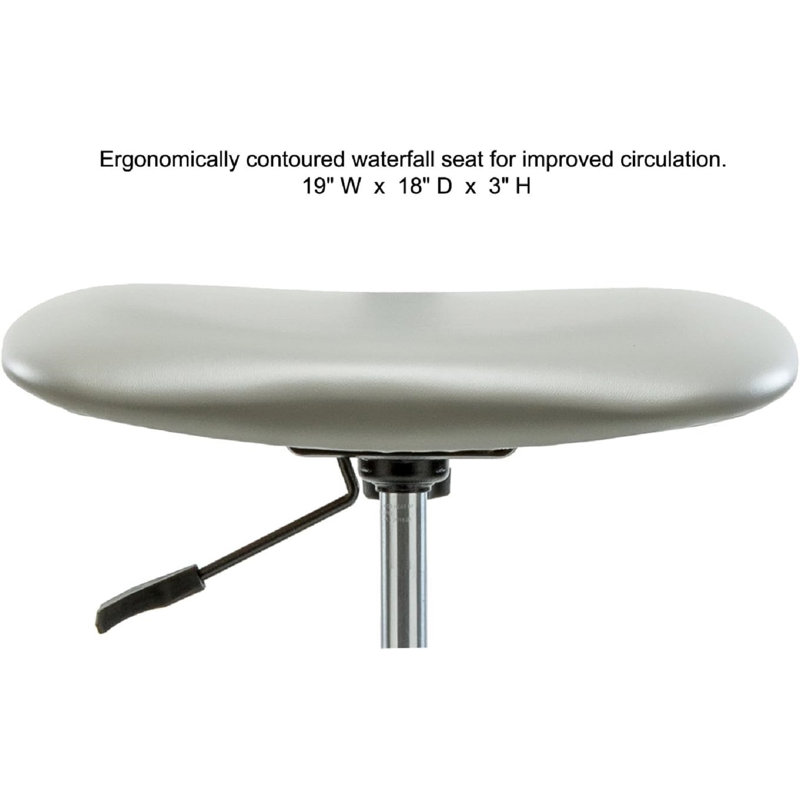 Chaise de laboratoire avec dossier réglable PERCH Chrome | Hauteur moyenne du banc: 20 à 27 po, Vinyl blanc Adobe
