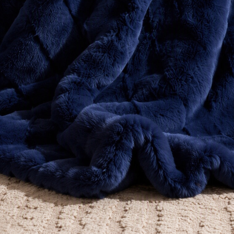 1 PC 50X60" Vivienne Faux Fur Throw, Marine