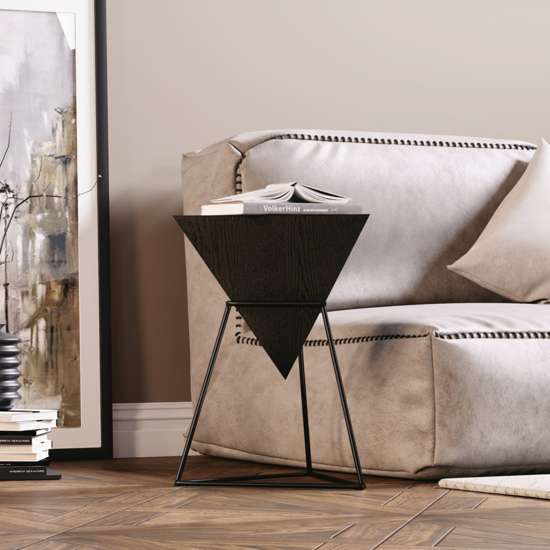 Modern Geometric End Table, Black