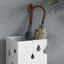 Casselli Metal Umbrella Stand, Square Umbrella Basket with 4 Hooks Drip Tray White