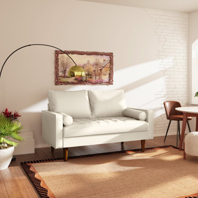 58" Faux Leather Square Arm Loveseat