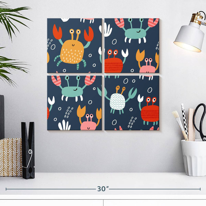 Ashelle, motif de crabes mignons, H 18 po x l 18 po