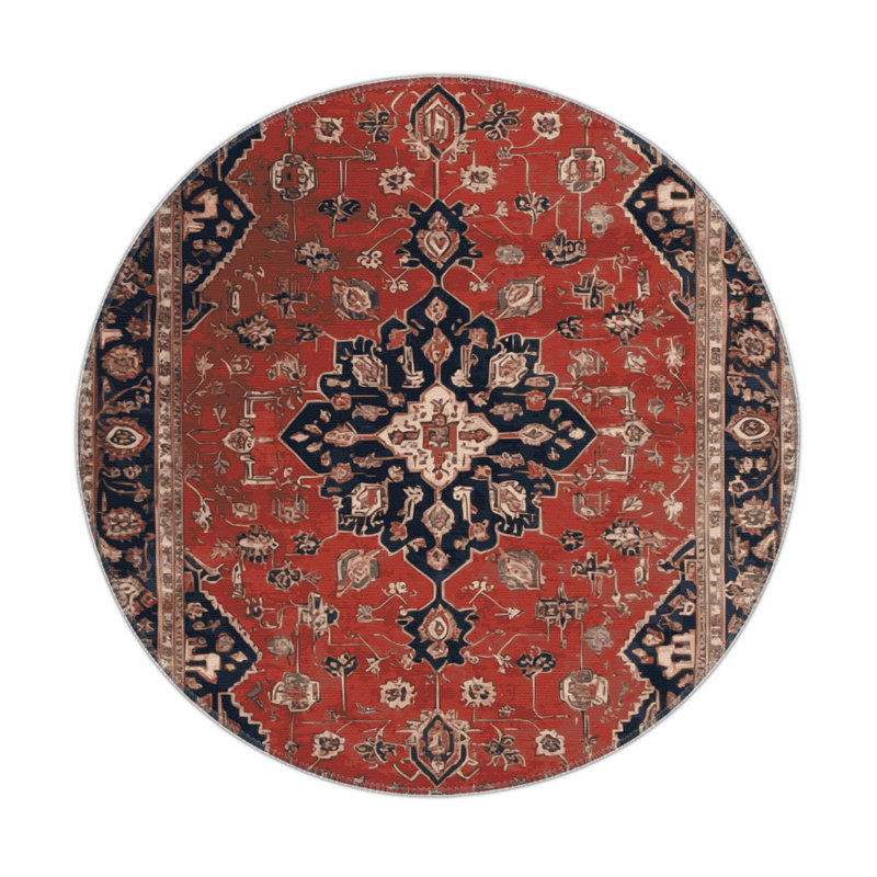 Tapis d'intérieur et d'extérieur brun Persian, Rond 5 pi