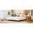 Full Size L-Shaped Linen Daybed, With Solid Wood Legs, Beige-1821447247-1821447250