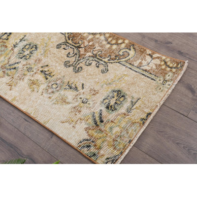 Vintage Wool Patchwork Rug, 19.7x35.4 Inch Beige Rug