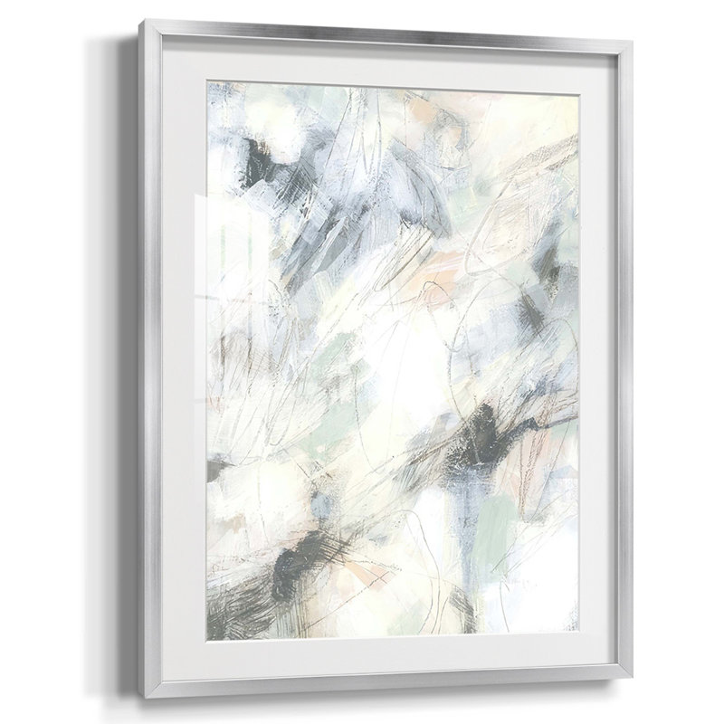 Impression sur cadre océanique II, Papier avec cadre argenté, Blanc