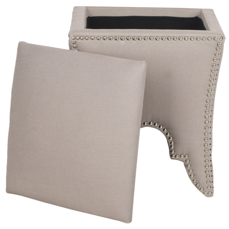 Harleysville 16.1cm Wide Square Solid Colour Ottoman with Storage, Taupe