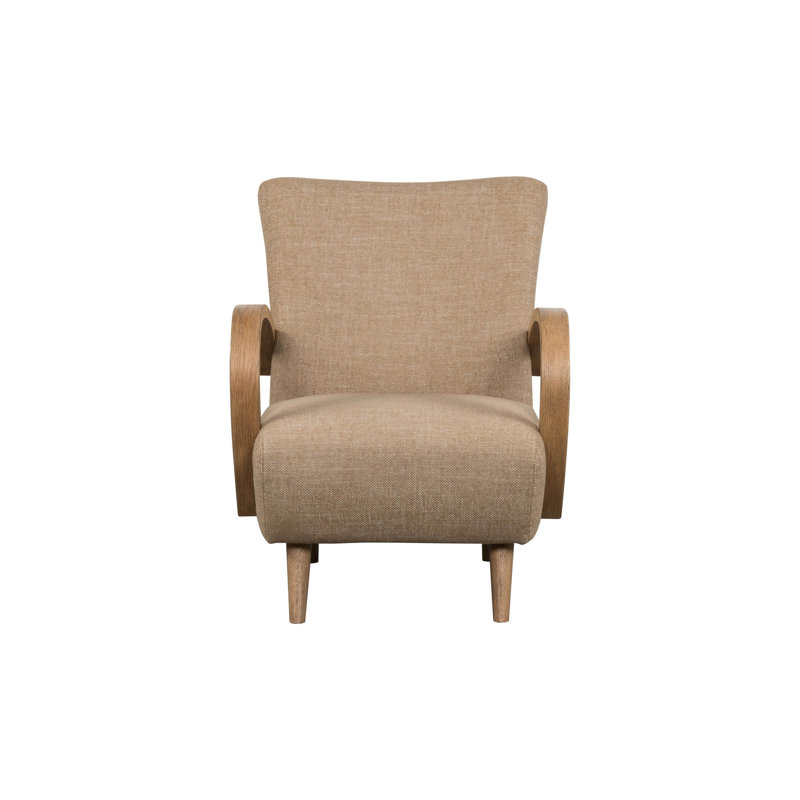 Fauteuil club rembourré Shinaire, Polyester texturé miel