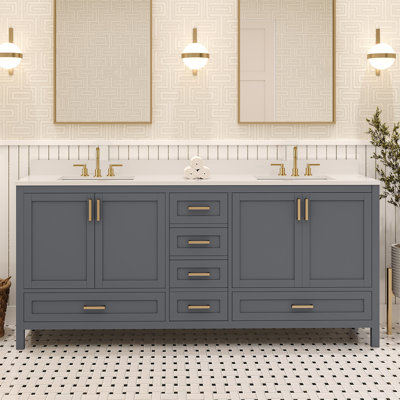 Maya 72 In. Bath Vanity Cabinet With Top In Charcoal Grey Assembled