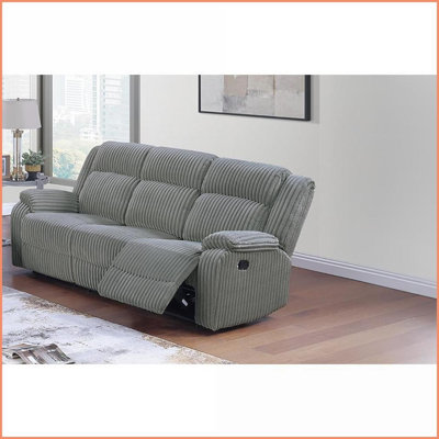 3pc Motion Living Room Sofa Set – Recliner, Loveseat w/Console, Sofa – Contemporary Smoke Fur-Like Corduroy | Smoke | Corduroy | Pillow Top Arms