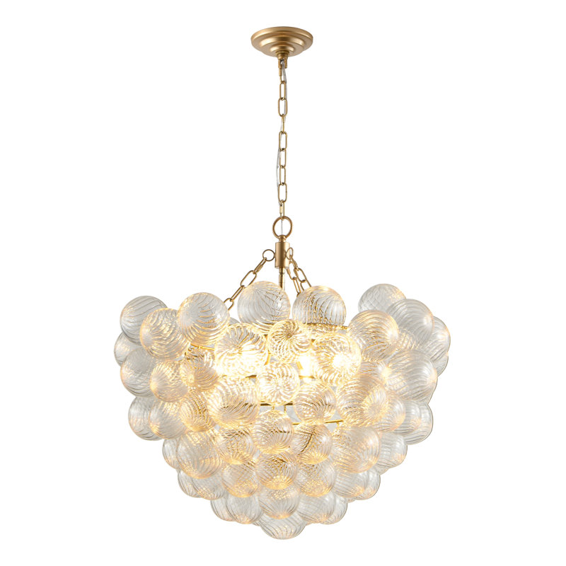 Lustre suspendu Uriah avec abat-jour en verre fileté (ampoule non incluse)