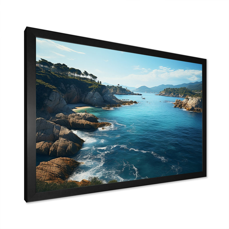 Italie, Italie, Riviera italienne, rêverie sur toile, Cadre simple noir, H 34 po x l 44 po x P 1,5 po