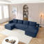 Canapé surdimensionné de 132 po sans dossier avec méridienne, canapé modulaire en forme de U en velours côtelé profond avec siège profond, canapé confortable avec porte-gobelets et poche latérale, aucun assemblage requis-130189223