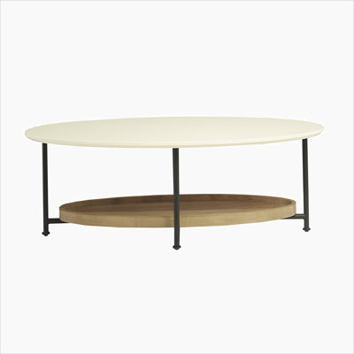 Coffee Table Oval coffee table White top & natural shelf Metal base Assembly required, tool not provided