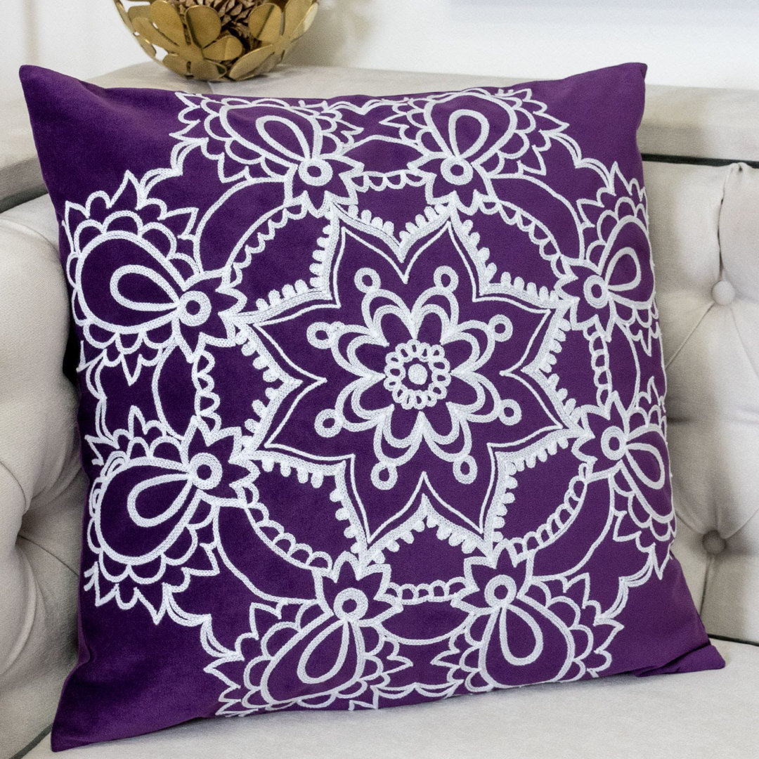 Embroidered Velvet Throw Pillow Homey Cozy