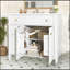 Meuble-lavabo de 36 po avec lavabo, armoire en bois massif blanc, tiroir rabattable, 3 tiroirs, 2 portes à fermeture en douceur, poignées dorées, design moderne, deux ensembles-607079968