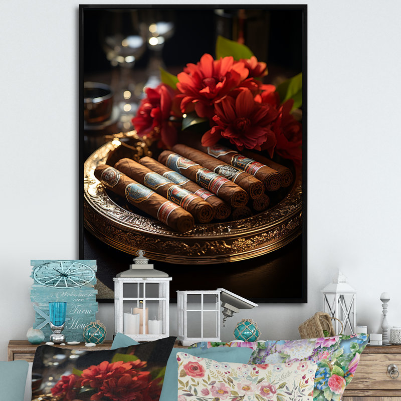 Cuba Cigar Expression II, reproduction d'art sur toile, Cadre flottant noir, H 20 po x l 12 po x P 1 po