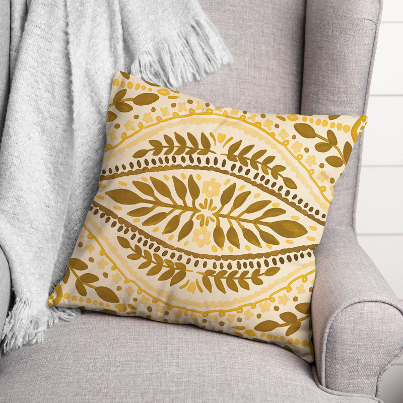 Housse et insert de coussin extérieur d'extérieur, Jaune, Floral 4