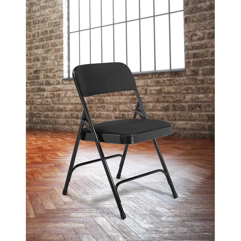 Fabric Padded Stackable Folding Chair Folding Chair Set, Black