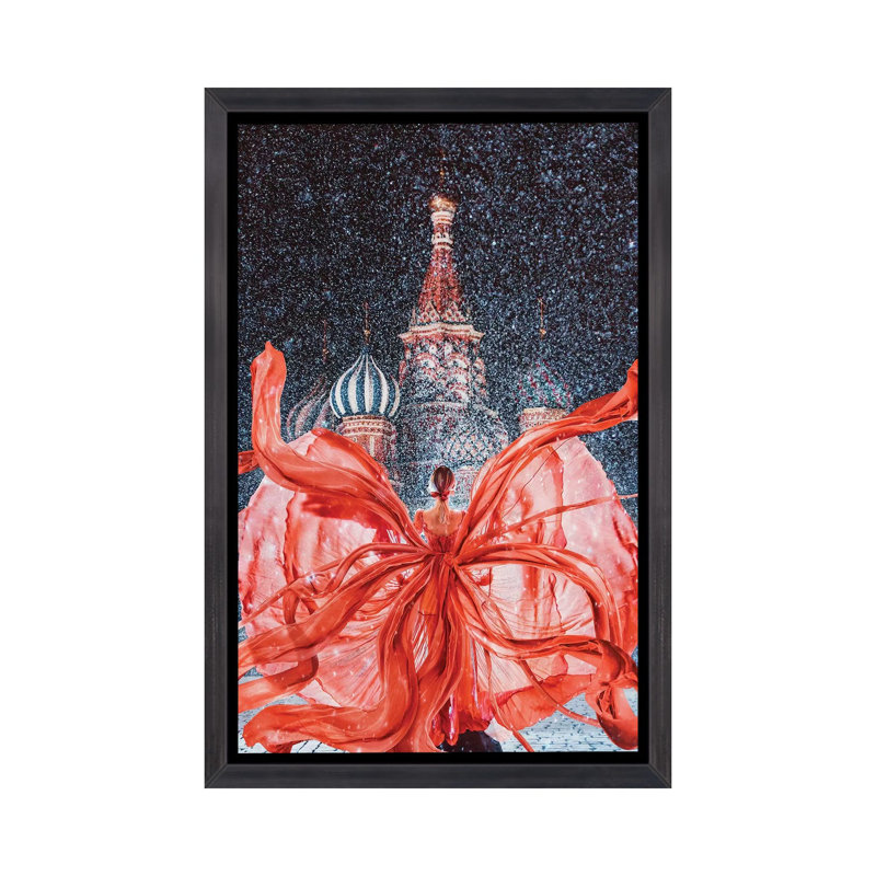 «Red-Red-Red Red Square» - reproduction imprimée, H 26 po x l 18 po x 1,5 po, Toile encadrée noir délavé
